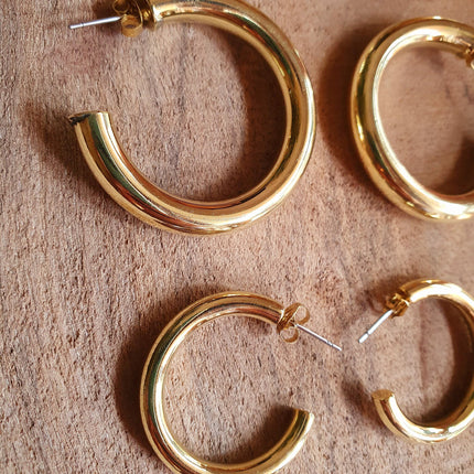 Chunky Gold Hoop Earrings / Chunky Hoops / Thickness 6mm / Brass / Ethnic / Vintage / Boho / Chic / Rustic / Psy / Gypsy / Bohemian