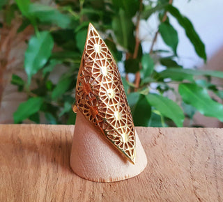 Large Brass Geometric Diamond Shape Ring / Mens / Unisex / Large /Boho / Ethnic / Rustic / Tribal / Gypsy / Festival / Triangle