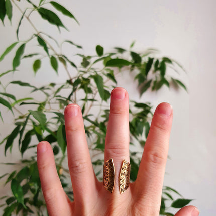 Aztec Brass Ring / Unisex / Mens / Large size / Geometric / Boho / Ethnic / Rustic / Festival / Bohemian / Hippie / Gypsy / Psy