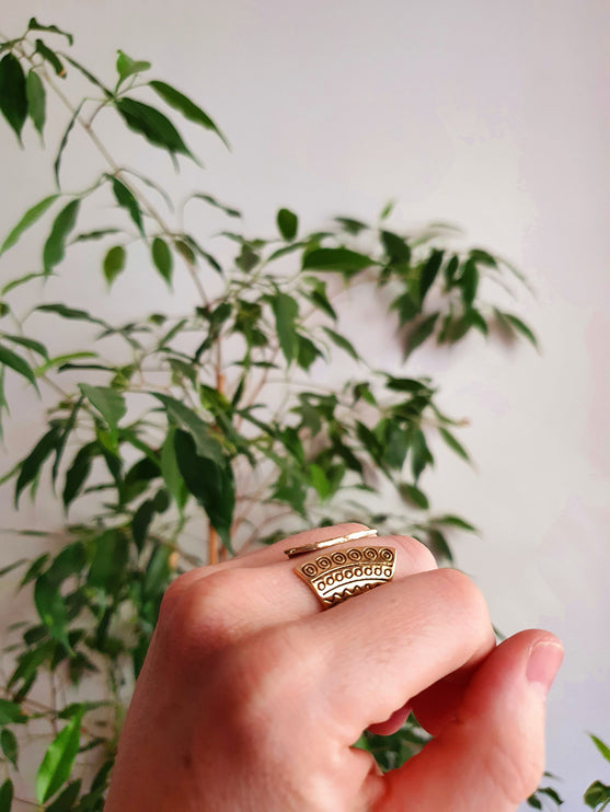 Aztec Brass Ring / Unisex / Mens / Large size / Geometric / Boho / Ethnic / Rustic / Festival / Bohemian / Hippie / Gypsy / Psy