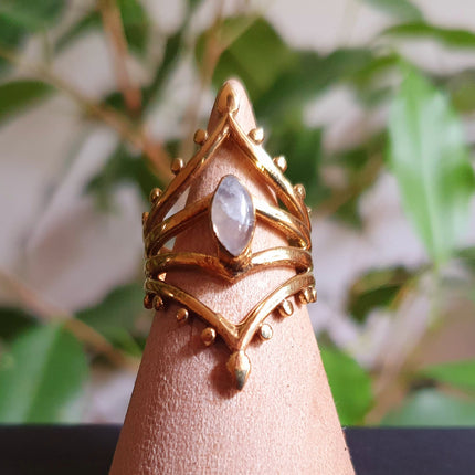 Ethnic style Brass & Moonstone / Moon / Boho / Bohemian / Psy / Rustic / Tribal / Gypsy / Festival / Healing / Festival