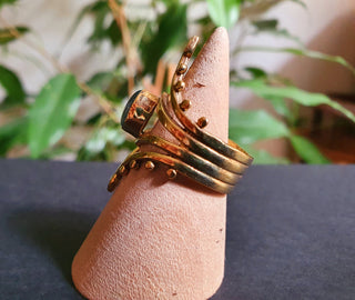 Boho Labradorite Brass Ring / Ethnic / Rustic / Festival / Tribal / Blue / Hippie / Gypsy / Psy / Stone / Healing