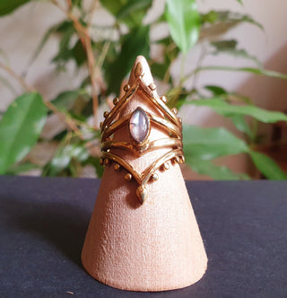 Boho Labradorite Brass Ring / Ethnic / Rustic / Festival / Tribal / Blue / Hippie / Gypsy / Psy / Stone / Healing