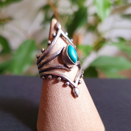 Bohemian Turquoise Silver Ring / Hippie / Boho / Ethnic / Rustic / Tribal / Gypsy / Festival / Healing / Festival / Birth Stone