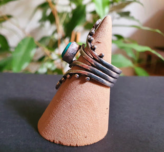 Bohemian Turquoise Silver Ring / Hippie / Boho / Ethnic / Rustic / Tribal / Gypsy / Festival / Healing / Festival / Birth Stone