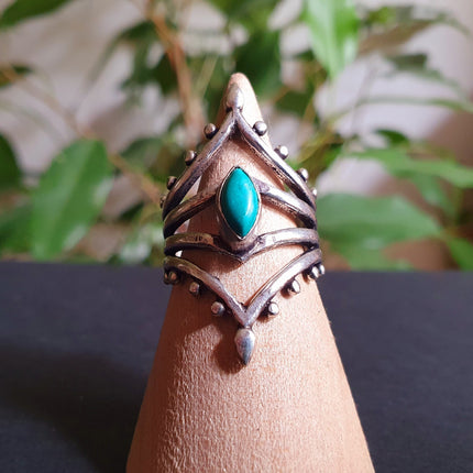 Bohemian Turquoise Silver Ring / Hippie / Boho / Ethnic / Rustic / Tribal / Gypsy / Festival / Healing / Festival / Birth Stone