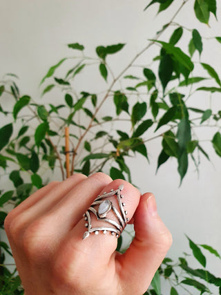 Ethnic style Silver & Moonstone / Moon / Boho / Bohemian / Psy / Rustic / Tribal / Gypsy / Festival / Healing / Festival
