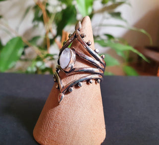 Ethnic style Silver & Moonstone / Moon / Boho / Bohemian / Psy / Rustic / Tribal / Gypsy / Festival / Healing / Festival