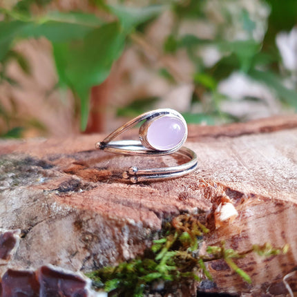 Ethnic style Silver & Rose Quartz Ring / Adjustable / Boho / Bohemian / Psy / Rustic / Tribal / Gypsy / Festival / Healing / Festival