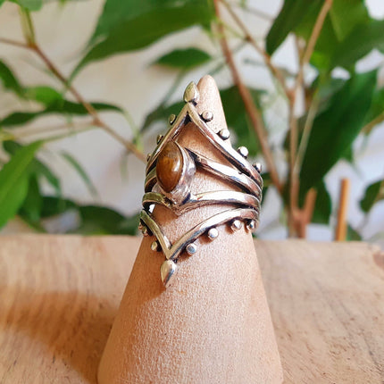 Bohemian style Tiger Eye and Silver Ring / Hippie / Boho / Ethnic / Rustic / Tribal / Gypsy / Festival / Healing / Festival / Small