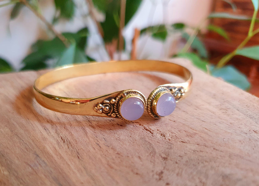 Rose Quartz / Boho Bracelet / Bangle / Brass / Ethnic / Rustic / Bohemian / Hippie / Gypsy / Psy / Chic / Jewellery / Body / Adjustable