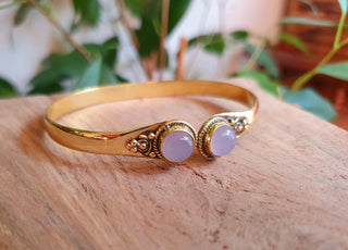 Rose Quartz / Boho Bracelet / Bangle / Brass / Ethnic / Rustic / Bohemian / Hippie / Gypsy / Psy / Chic / Jewellery / Body / Adjustable