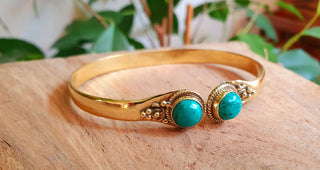 Turquoise Bracelet Boho Bangle / Turquoise / Brass / Arm Bracelet / Ethnic / Rustic / Bohemian / Hippie / Gypsy / Psy / Birthstone
