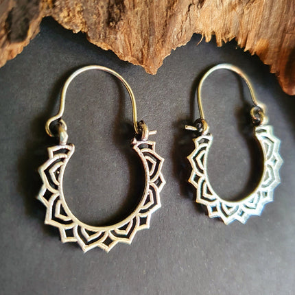 Mini Boho Silver Hoop Earrings; Ethnic, Geometric, Small, Rustic, Yoga, Hippie, Gypsy, Pretty, Ssy, Boho, Bohemian, Festival