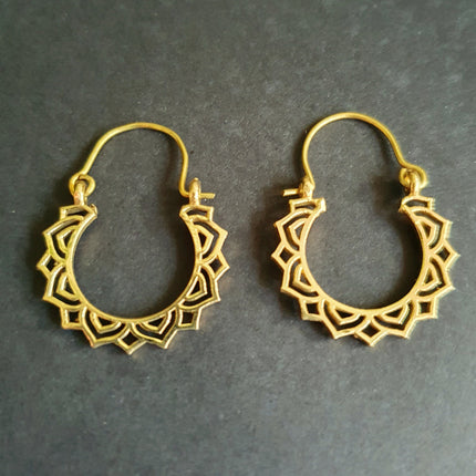 Mini Boho Brass Hoop Earrings; Ethnic, Geometric, Small, Rustic, Yoga, Hippie, Gypsy, Pretty, Ssy, Boho, Bohemian, Festival