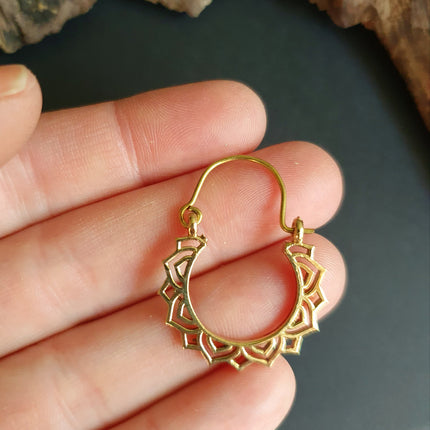 Mini Boho Brass Hoop Earrings; Ethnic, Geometric, Small, Rustic, Yoga, Hippie, Gypsy, Pretty, Ssy, Boho, Bohemian, Festival