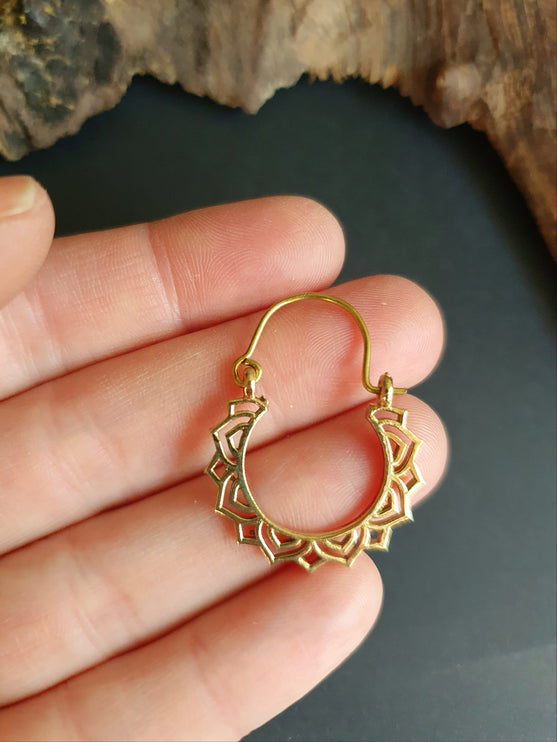 Mini Boho Brass Hoop Earrings; Ethnic, Geometric, Small, Rustic, Yoga, Hippie, Gypsy, Pretty, Ssy, Boho, Bohemian, Festival