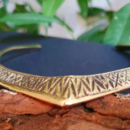 Ethnic Choker Brass Necklace / Rustic / Gypsy / Lightweight / Boho / Tribal / Hippie / Rustic / Vegan / Aztec