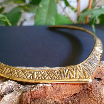 Ethnic Choker Brass Necklace / Rustic / Gypsy / Lightweight / Boho / Tribal / Hippie / Rustic / Vegan / Aztec