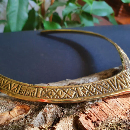 Ethnic Choker Brass Necklace / Rustic / Gypsy / Lightweight / Boho / Tribal / Hippie / Rustic / Vegan / Aztec