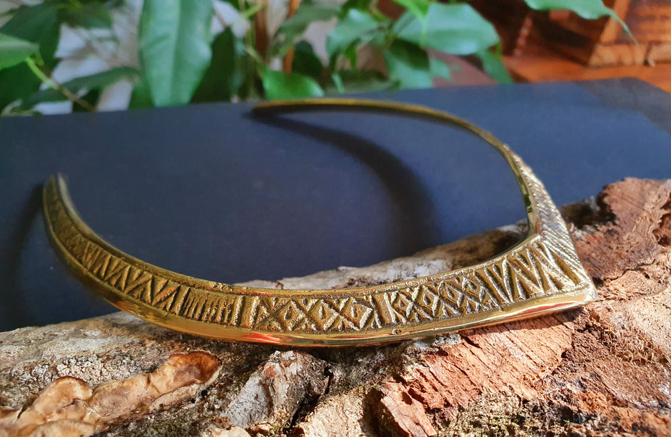 Ethnic Choker Brass Necklace / Rustic / Gypsy / Lightweight / Boho / Tribal / Hippie / Rustic / Vegan / Aztec