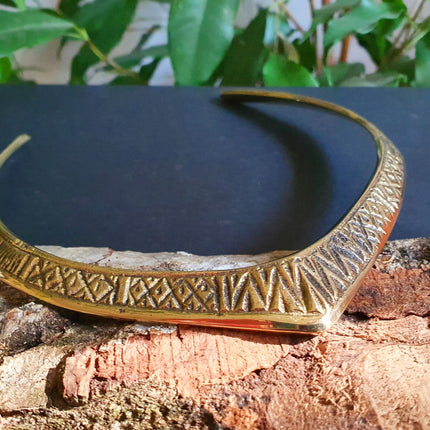 Ethnic Choker Brass Necklace / Rustic / Gypsy / Lightweight / Boho / Tribal / Hippie / Rustic / Vegan / Aztec