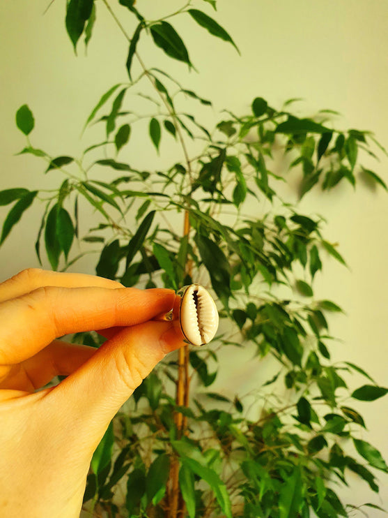 Cowrie Shell Brass Ring / Bohemian / Ethnic / Psy / Rustic / Tribal / Gypsy / Festival / Healing / Festival