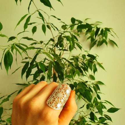 Large Geometric Stars Silver Ring / Boho / Ethnic / Rustic / Festival / Tribal / Hippie / Gypsy / Psy / Thumb / Psy