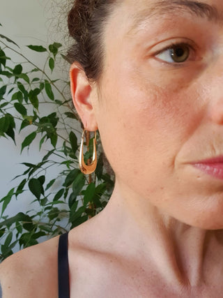Solid Brass Minimalist Earrings / Geometric Chic Ear Weights Ethnic Boho Classic Bohemian Chic Gypsy Spiral Hippie Festival Tribal style