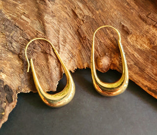Solid Brass Minimalist Earrings / Geometric Chic Ear Weights Ethnic Boho Classic Bohemian Chic Gypsy Spiral Hippie Festival Tribal style