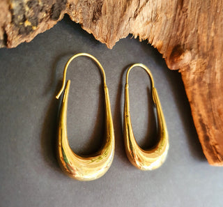 Solid Brass Minimalist Earrings / Geometric Chic Ear Weights Ethnic Boho Classic Bohemian Chic Gypsy Spiral Hippie Festival Tribal style