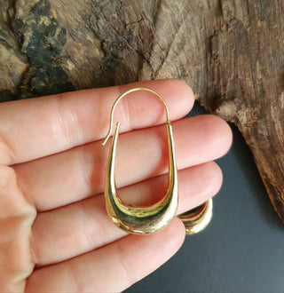 Solid Brass Minimalist Earrings / Geometric Chic Ear Weights Ethnic Boho Classic Bohemian Chic Gypsy Spiral Hippie Festival Tribal style