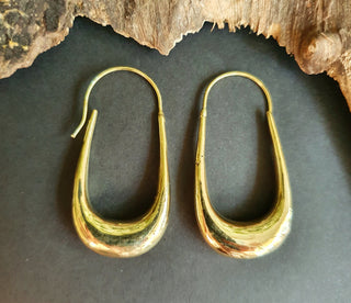Solid Brass Minimalist Earrings / Geometric Chic Ear Weights Ethnic Boho Classic Bohemian Chic Gypsy Spiral Hippie Festival Tribal style
