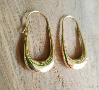 Solid Brass Minimalist Earrings / Geometric Chic Ear Weights Ethnic Boho Classic Bohemian Chic Gypsy Spiral Hippie Festival Tribal style