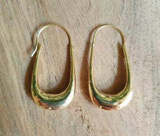Solid Brass Minimalist Earrings / Geometric Chic Ear Weights Ethnic Boho Classic Bohemian Chic Gypsy Spiral Hippie Festival Tribal style