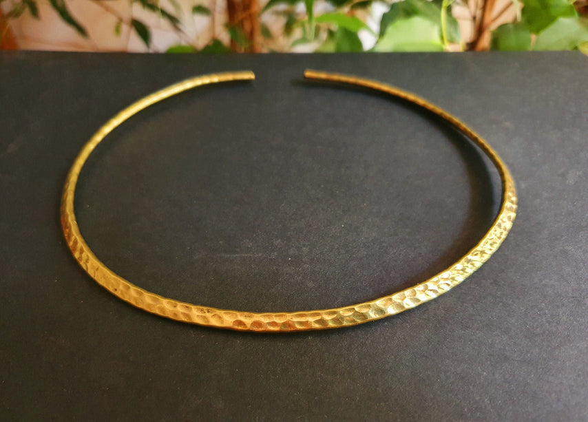 Ethnic Choker Brass Necklace / Rustic / Gypsy / Lightweight / Boho / Tribal / Hippie / Rustic / Vegan / Aztec