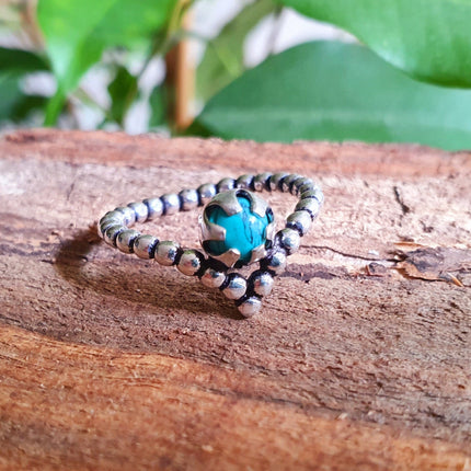 Bohemian Turquoise Silver Ring / Hippie / Boho / Ethnic / Rustic / Tribal / Gypsy / Festival / Healing / Festival / Birth Stone