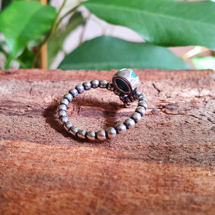 Bohemian Turquoise Silver Ring / Hippie / Boho / Ethnic / Rustic / Tribal / Gypsy / Festival / Healing / Festival / Birth Stone