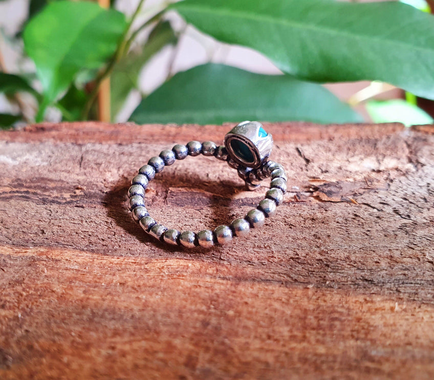 Bohemian Turquoise Silver Ring / Hippie / Boho / Ethnic / Rustic / Tribal / Gypsy / Festival / Healing / Festival / Birth Stone