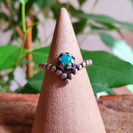 Bohemian Turquoise Silver Ring / Hippie / Boho / Ethnic / Rustic / Tribal / Gypsy / Festival / Healing / Festival / Birth Stone