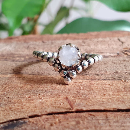 Ethnic style Silver & Moonstone / Moon / Boho / Bohemian / Psy / Rustic / Tribal / Gypsy / Festival / Healing / Festival