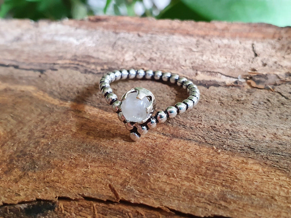 Ethnic style Silver & Moonstone / Moon / Boho / Bohemian / Psy / Rustic / Tribal / Gypsy / Festival / Healing / Festival