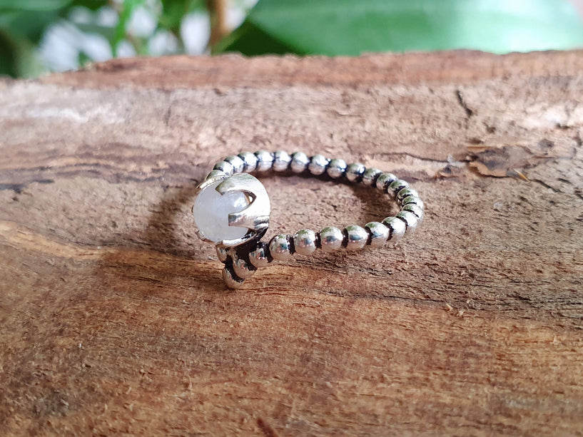 Ethnic style Silver & Moonstone / Moon / Boho / Bohemian / Psy / Rustic / Tribal / Gypsy / Festival / Healing / Festival