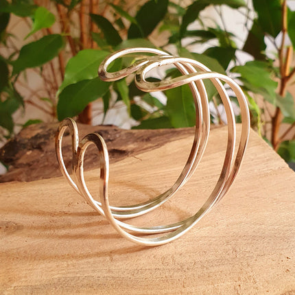 Cuff Silver Bracelet / Swirl style / Bangle / Boho / Ethnic / Rustic / Bohemian / Hippie / Gypsy / Jewellery /