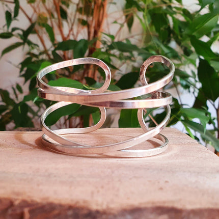 Cuff Silver Bracelet / Swirl style / Bangle / Boho / Ethnic / Rustic / Bohemian / Hippie / Gypsy / Jewellery /