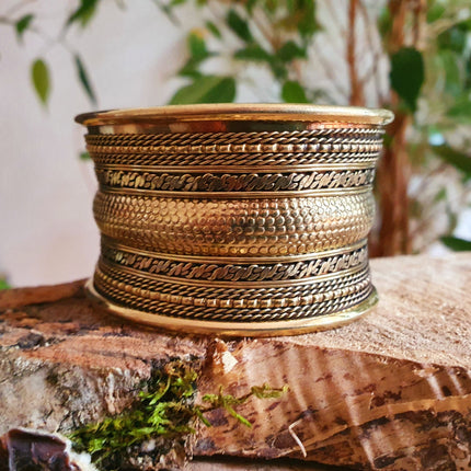 Textured Brass Cuff Bracelet / Tribal / Celtic / Boho / Ethnic / Rustic / Bohemian / Hippie / Gypsy / Jewellery / Adjustable / Unisex / Mens