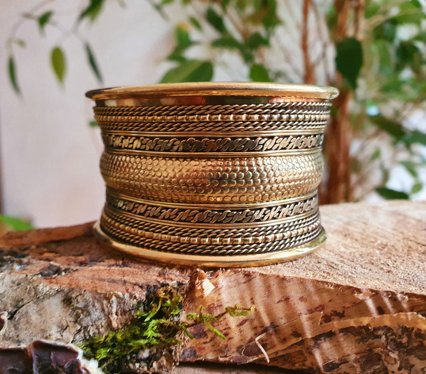 Textured Brass Cuff Bracelet / Tribal / Celtic / Boho / Ethnic / Rustic / Bohemian / Hippie / Gypsy / Jewellery / Adjustable / Unisex / Mens