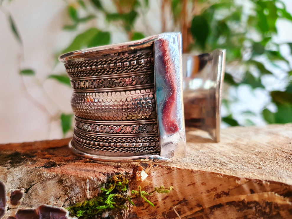 Textured Silver Cuff Bracelet / Tribal / Celtic / Boho / Ethnic / Rustic / Bohemian / Hippie / Gypsy / Jewellery / Adjustable