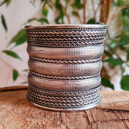 Large Silver Cuff Bracelet / Tribal / Celtic / Boho / Ethnic / Rustic / Bohemian / Hippie / Gypsy / Jewellery / Adjustable