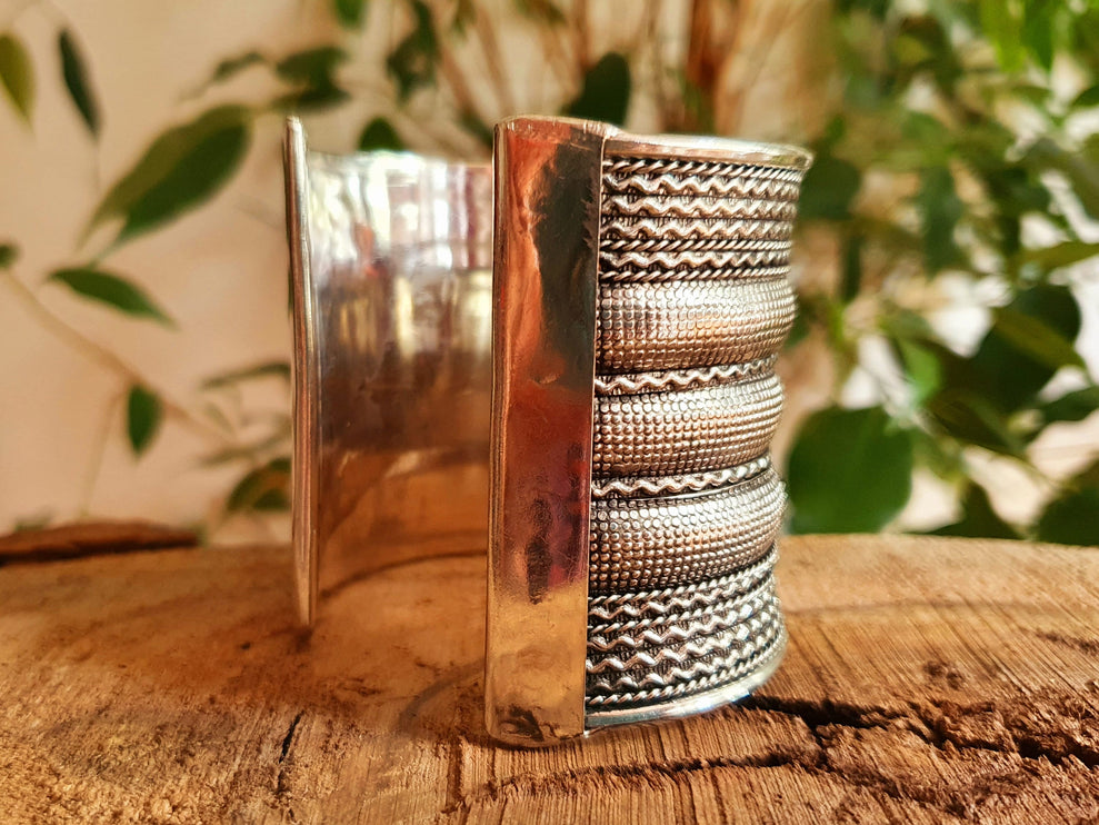 Large Silver Cuff Bracelet / Tribal / Celtic / Boho / Ethnic / Rustic / Bohemian / Hippie / Gypsy / Jewellery / Adjustable